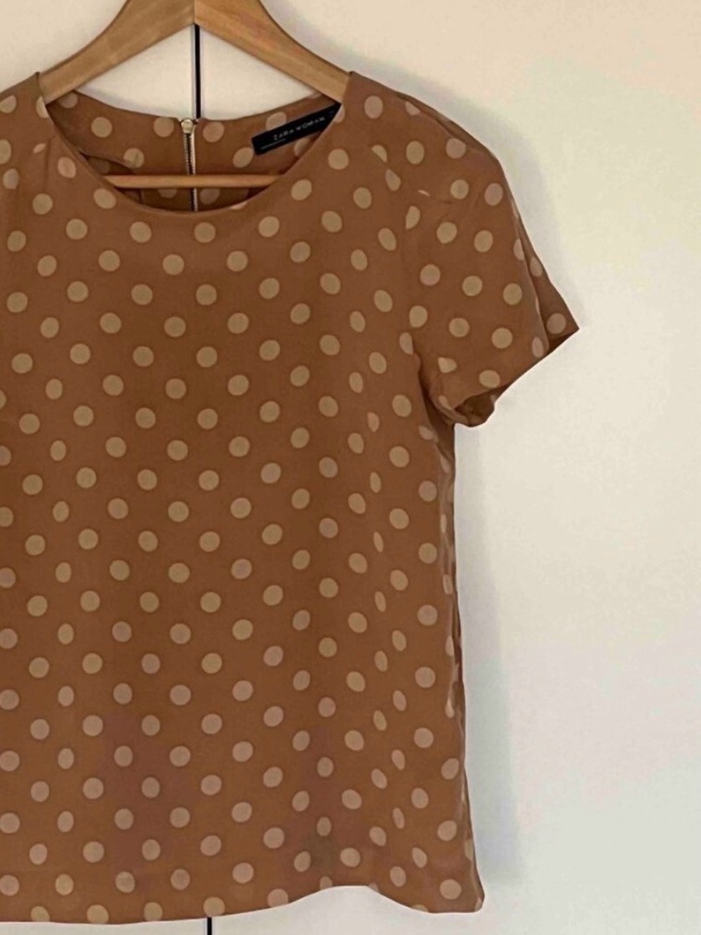 Short Sleeve Zara Silk Polka Dot Top